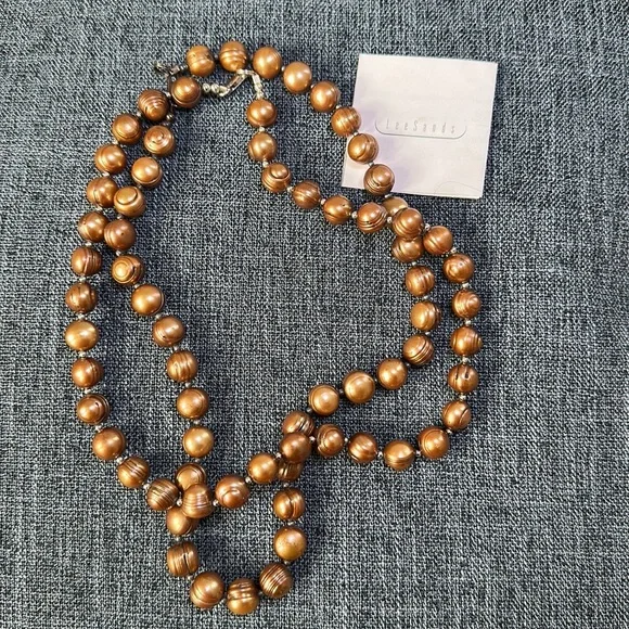 Lee Sands Freshwater Baroque Rust Pearls And Sterling Silver Necklaces 17"